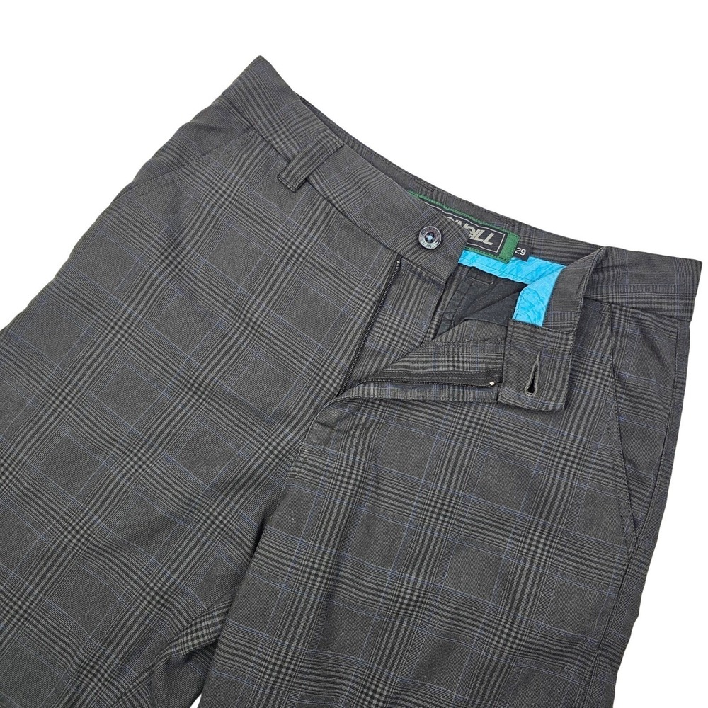 O'Neill Men's Hilyard Shorts Black Plaid Bermuda Size 28 Blend Casual 10" Inseam